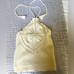 525 America lined Crochet Halter Top